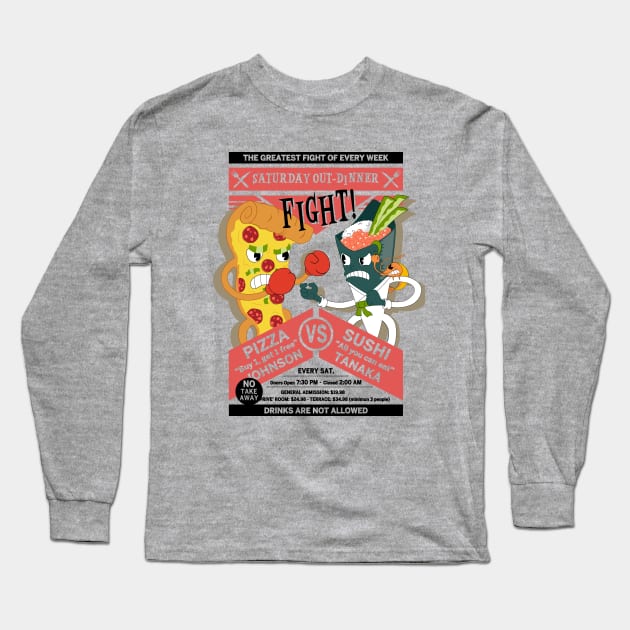 Saturday Out-Dinner Fight Long Sleeve T-Shirt by Gigan91